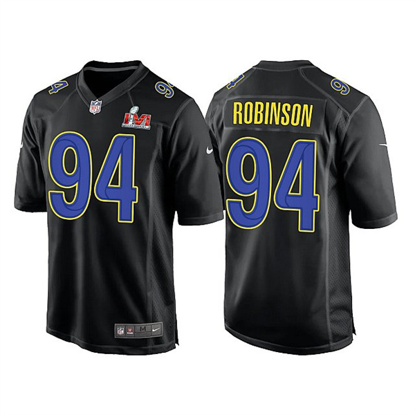 Men's Los Angeles Rams #94 A'Shawn Robinson 2022 Black Super Bowl LVI Game Stitched Jersey Men's Los Angeles Rams #94 A'Shawn Robinson 2022 Black Super Bowl LVI Game Stitched Jersey